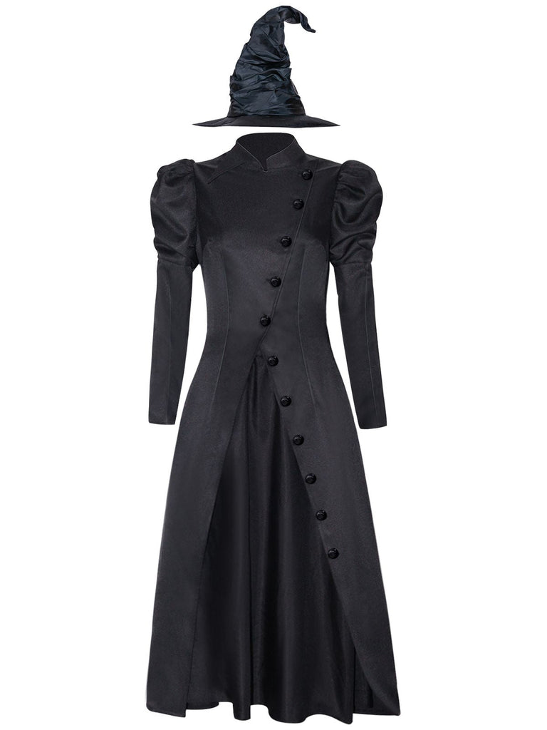 Costume de sorcière noire WICKED Elphaba des années 1940 avec chapeau