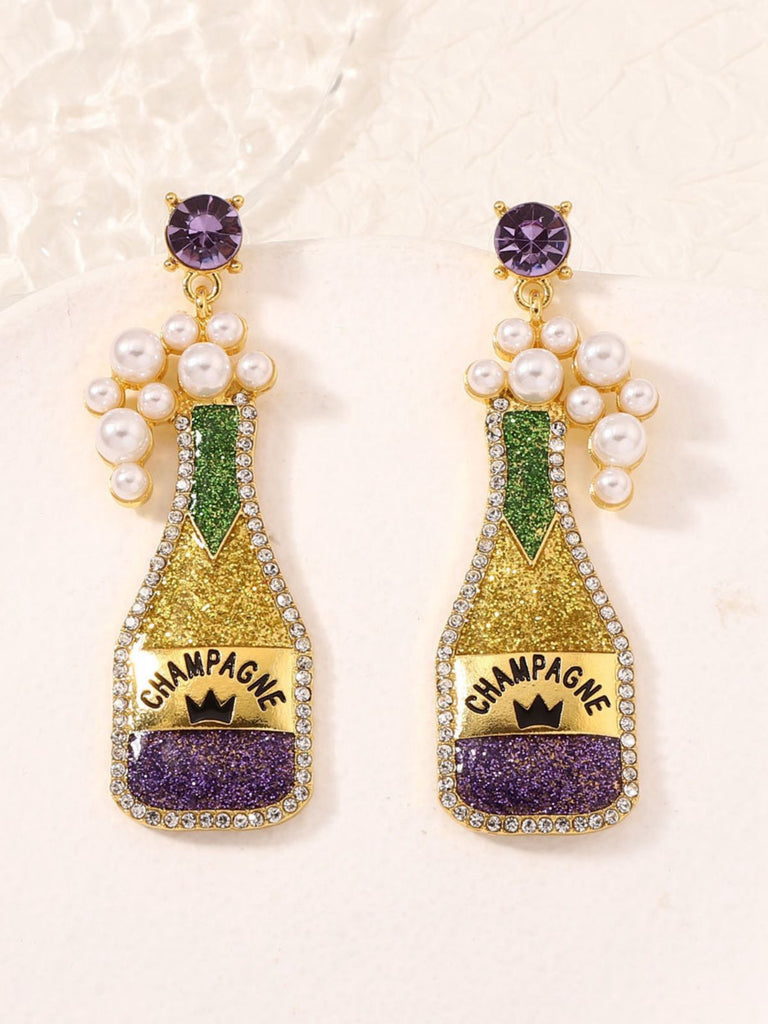 Boucles d'oreilles en perles de bouteille de champagne de carnaval