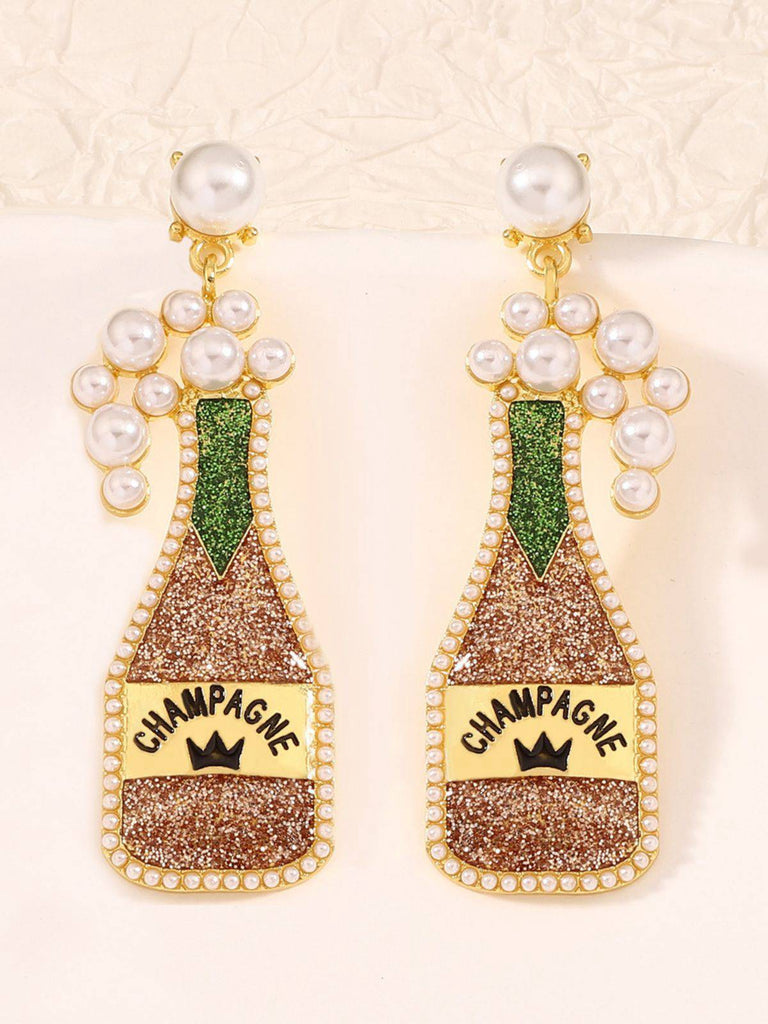 Boucles d'oreilles en perles de bouteille de champagne de carnaval