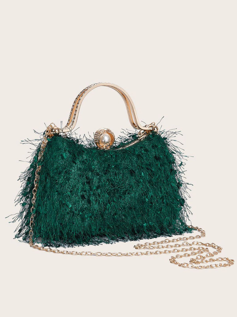 Sac de soirée à poignée avec pompon vintage