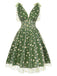 [Prévente] Robe trapèze verte en maille marguerite des années 1950