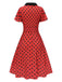 [Prévente] Robe rouge foncé à col en V et à pois des années 1950