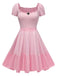 Robe bouffante rose colorblock Mary's des années 1950