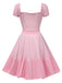 Robe bouffante rose colorblock Mary's des années 1950