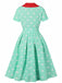 Robe turquoise à pois et blocs de couleurs des années 1950