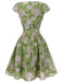 Robe rose peinte à l'huile verte des années 1960 Cocktail