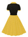 Robe à revers à pois color block des années 1950