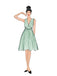 Robe rayée vert menthe à col en V des années 1950 Chic