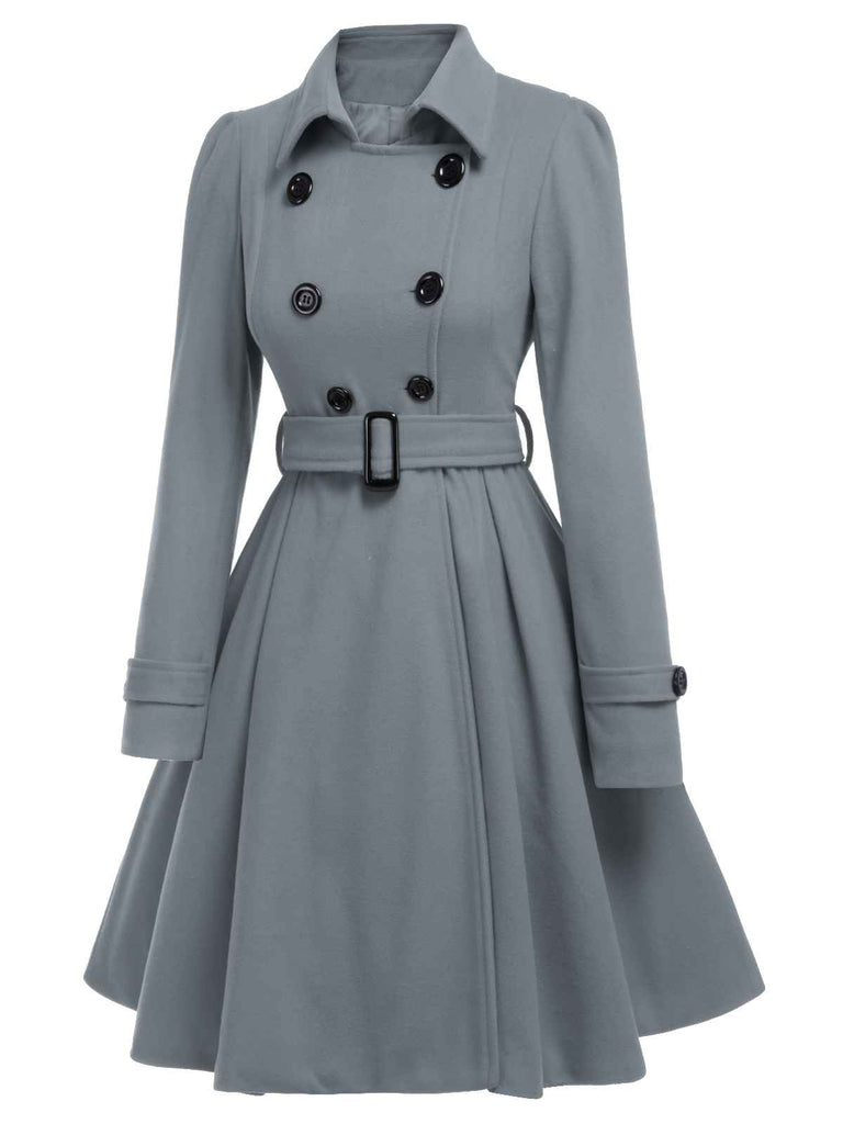 Manteau slim à revers de couleur unie des années 1950