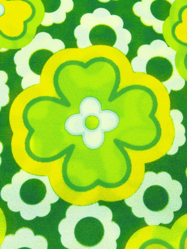 [Prévente] Haut sans manches à col noué et motif floral vert des années 1960