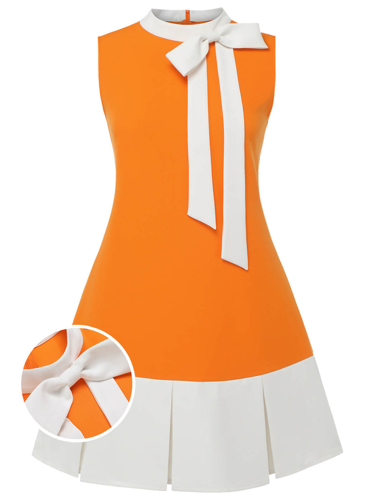 [Grande taille] Robe orange sans manches avec nœud des années 60