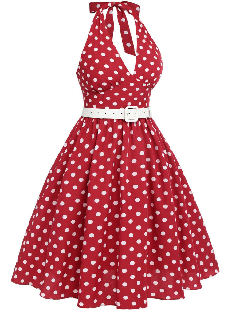 [Grande taille] Robe dos nu rouge à pois des années 1950