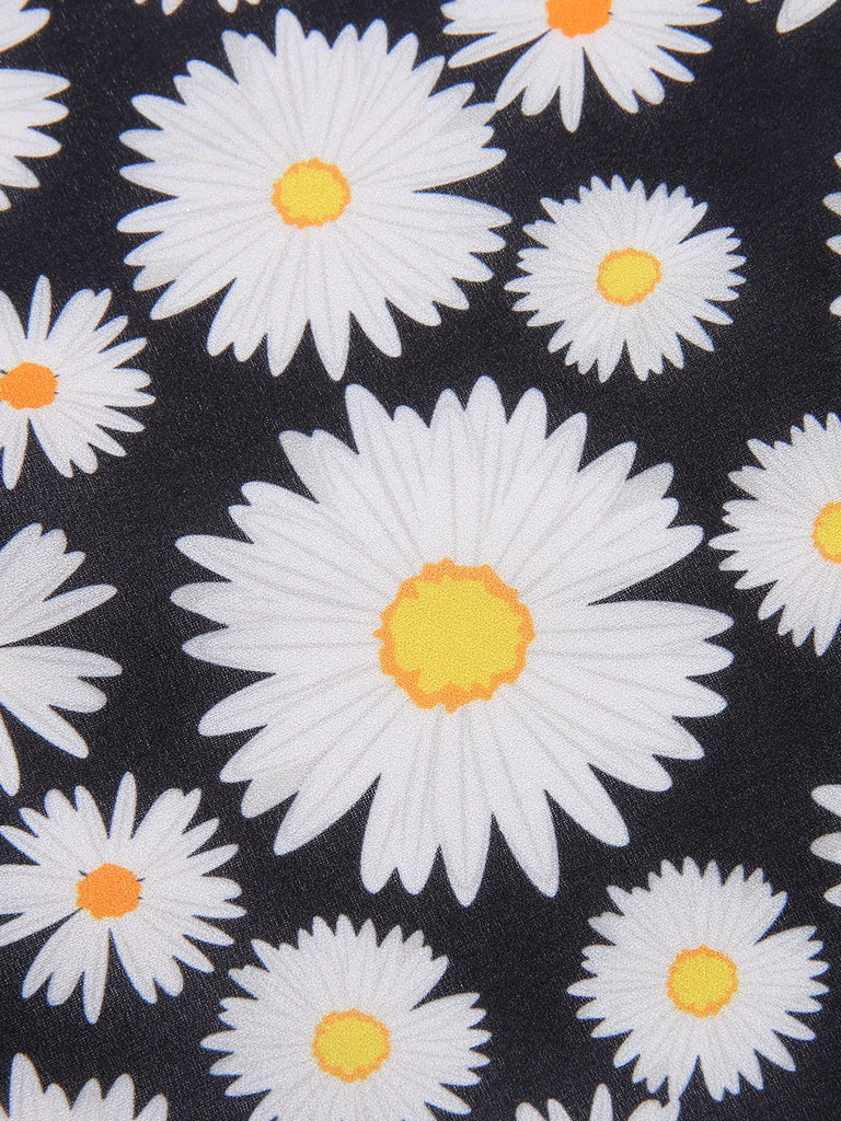 Robe noire à bretelles spaghetti Daisy des années 1960