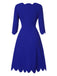 Robe bleu foncé à col pétale uni des années 1960