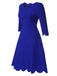 Robe bleu foncé à col pétale uni des années 1960