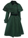 Manteau croisé vert avec ceinture et cape des années 1930