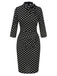 Robe noire à pois et col noué des années 1960