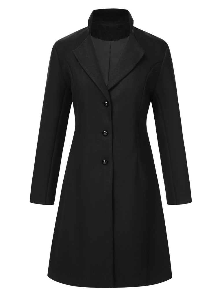 Manteau à revers et col montant uni des années 1960