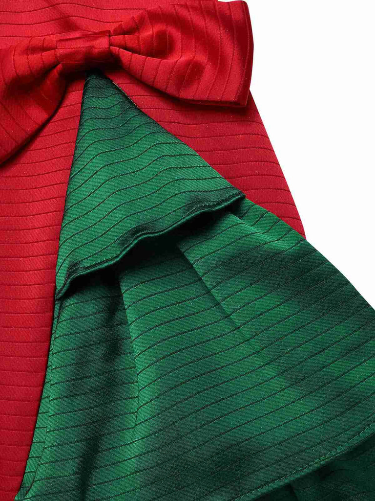 [Pré-vente] Robe à épaules dénudées rouge et verte sapin de Noël des années 1950