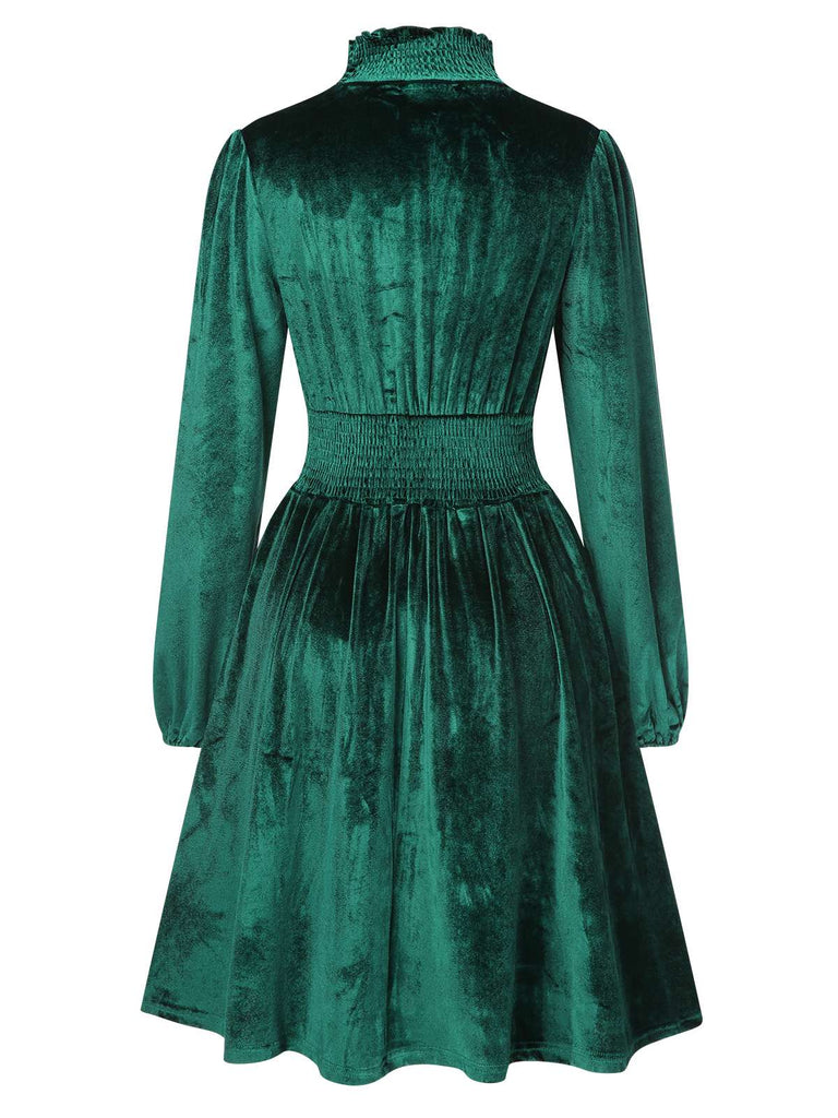 Robe de chambre en velours à col montant des années 1940