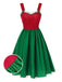 Robe à pois rouge et verte de Noël des années 1950