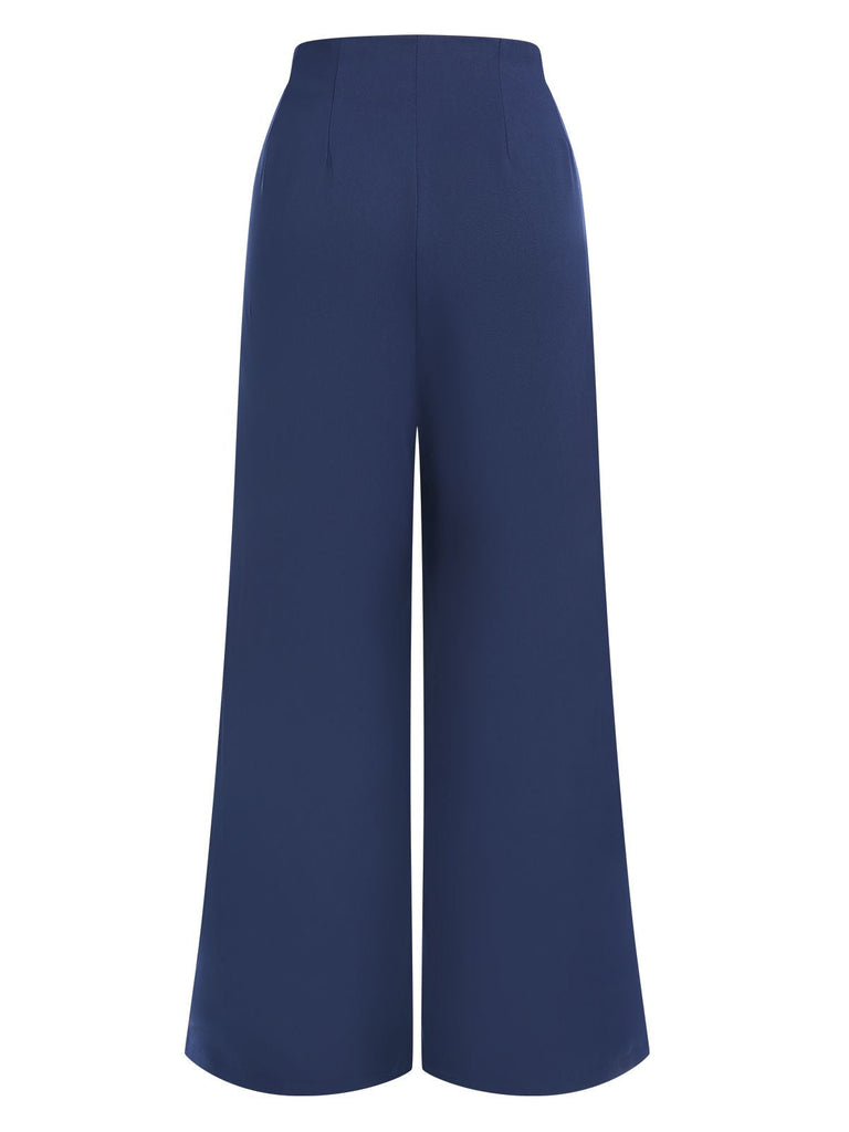 Pantalon large croisé bleu foncé des années 40