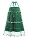 [Pré-vente] Robe verte à pompons pour sapin de Noël des années 60