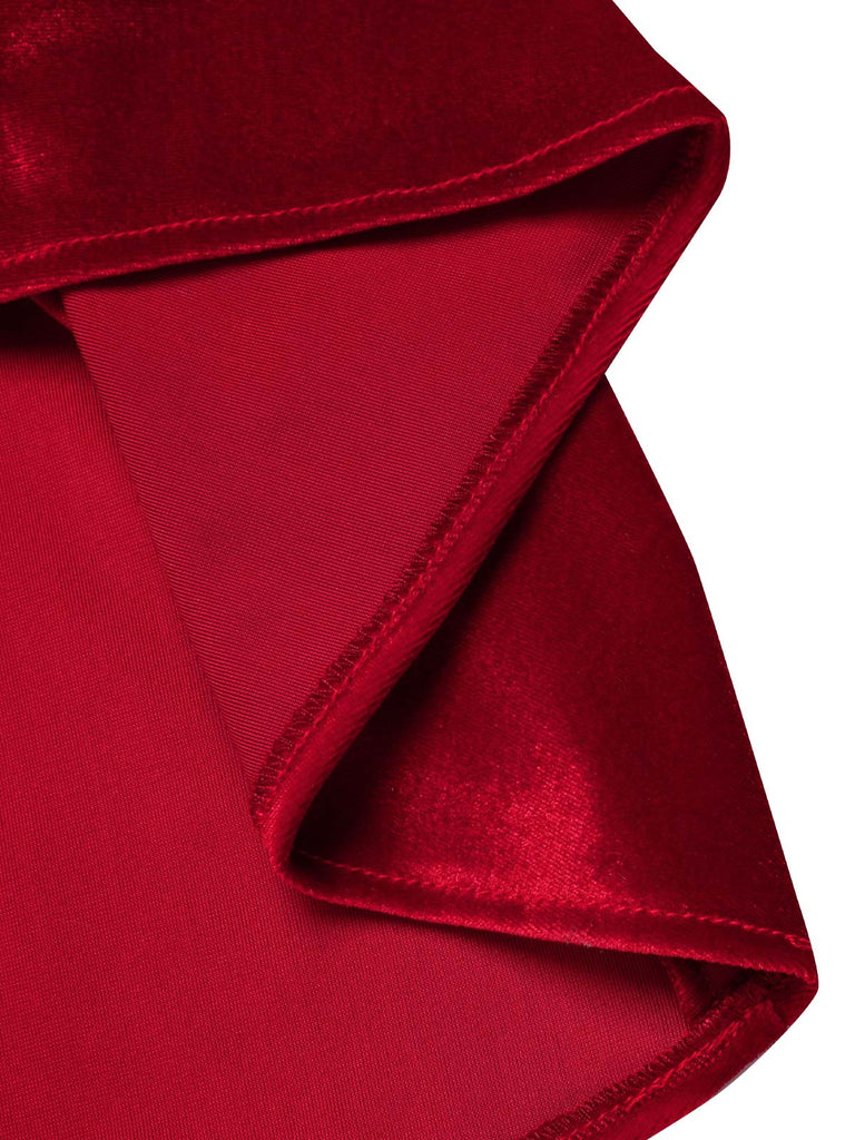 [Pré-vente] Robe en maille de velours rouge à épaules dénudées des années 40