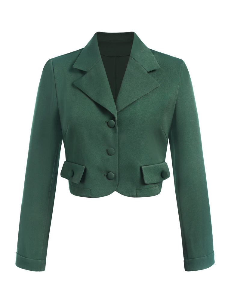 [Pré-vente] 2PCS blazers à revers et robe à carreaux verts des années 40