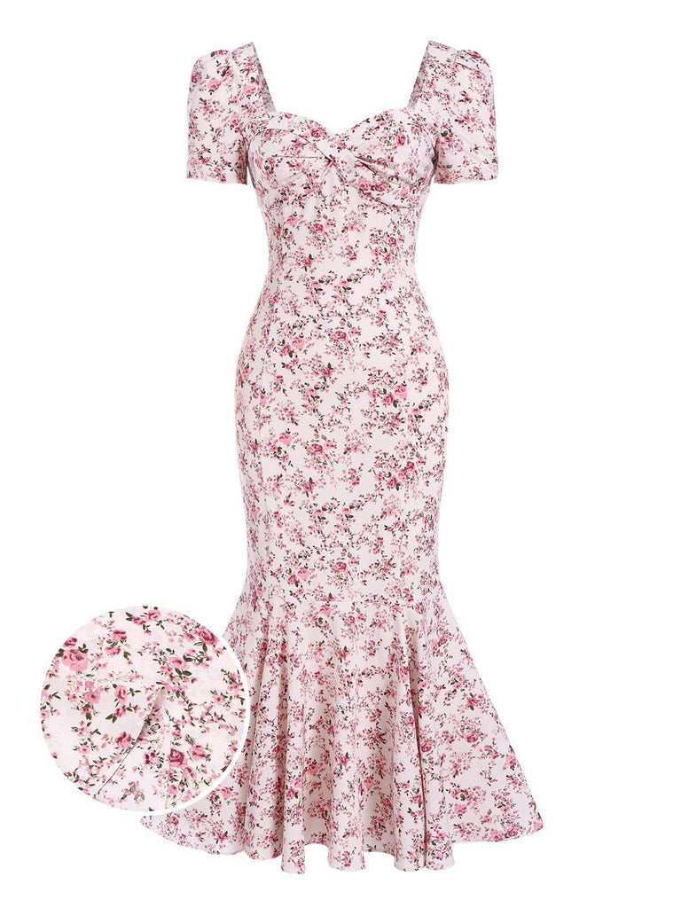 [Pré-vente] Robe de sirène à petites fleurs des années 1930