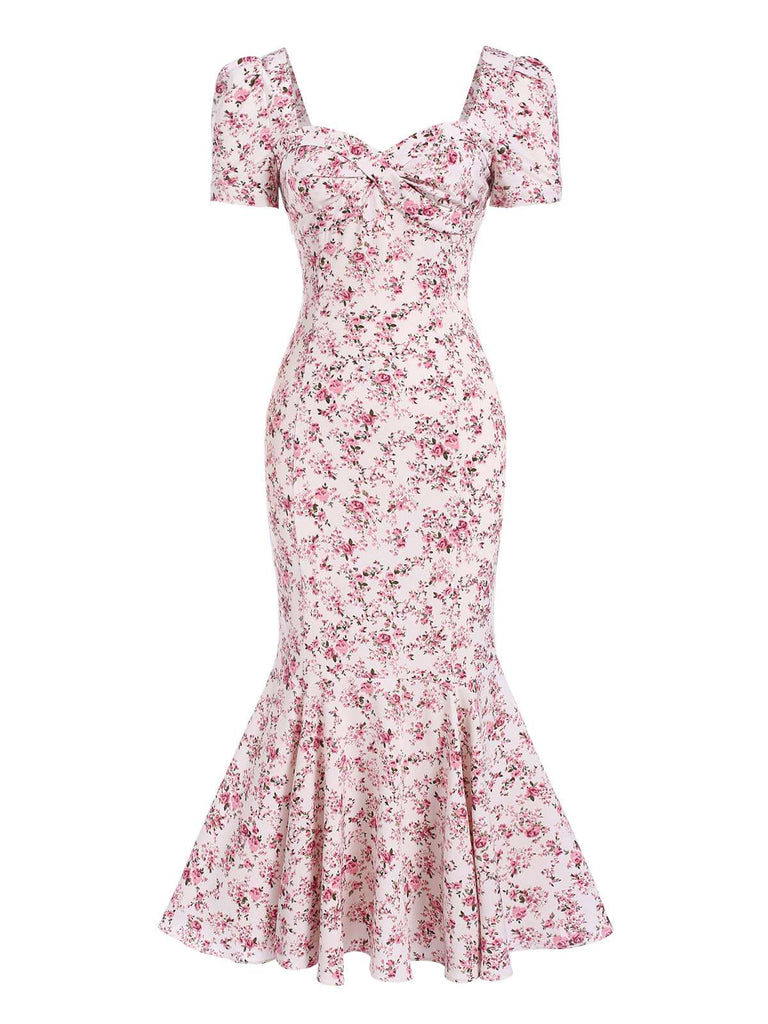 [Pré-vente] Robe de sirène à petites fleurs des années 1930