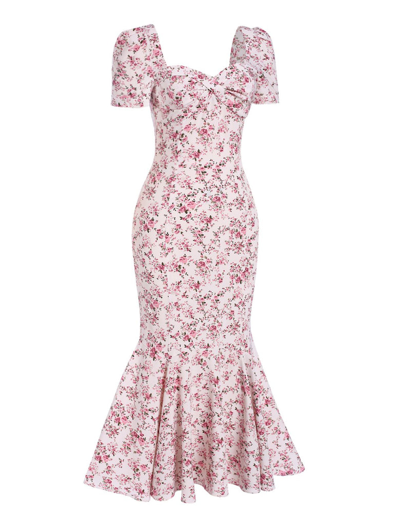 [Pré-vente] Robe de sirène à petites fleurs des années 1930