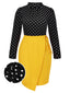 [Pré-vente] [Grande taille] Robe crayon à pois noire et jaune des années 60