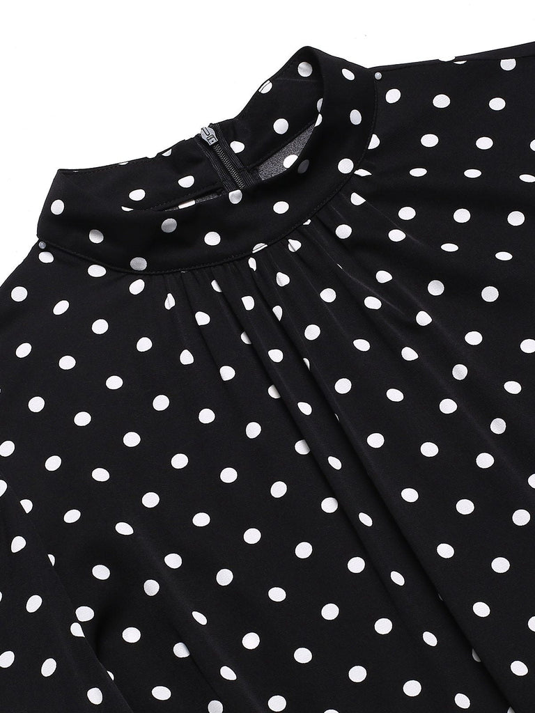 [Pré-vente] [Grande taille] Robe crayon à pois noire et jaune des années 60