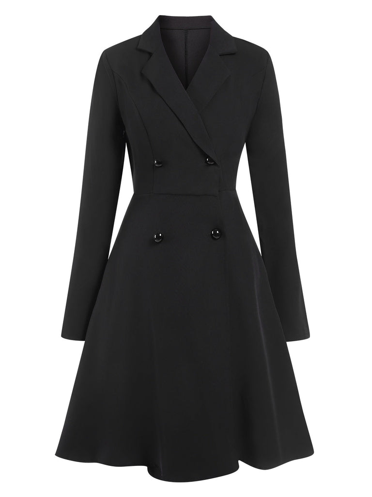 Manteau croisé à revers uni des années 1950