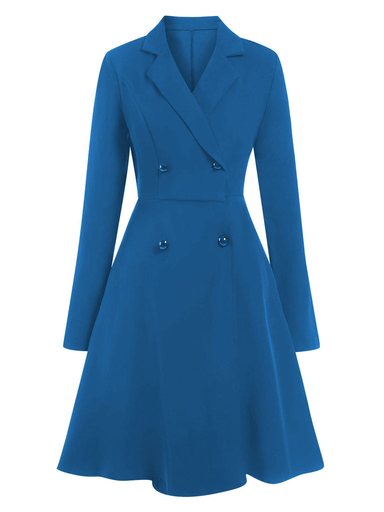 Manteau croisé à revers uni des années 1950