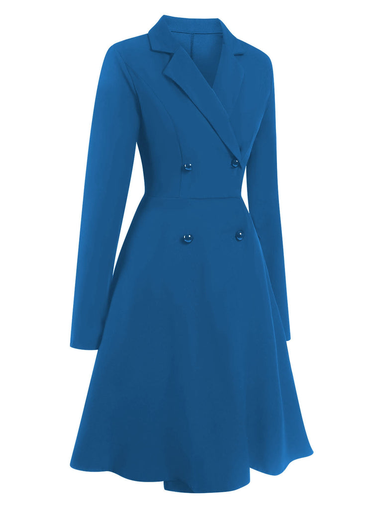 Manteau croisé à revers uni des années 1950