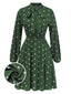 Robe plissée à pois et cordon de serrage des années 1940