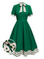 [Pré-vente] Robe verte à pois avec col noué des années 1950