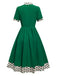 [Pré-vente] Robe verte à pois avec col noué des années 1950