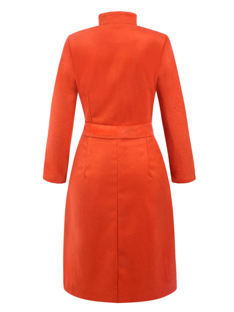 [Pré-vente] Manteau orange uni à manches trois-quarts des années 1960