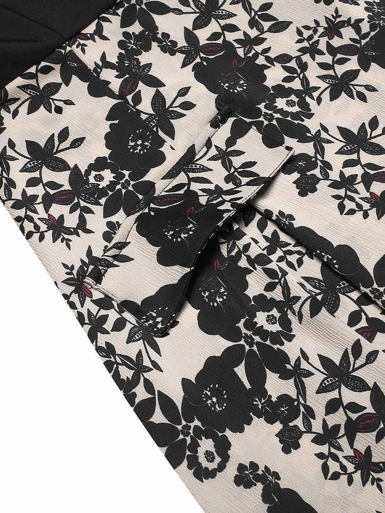 [Pré-vente] Robe noire à épaules dénudées à motif floral des années 1950