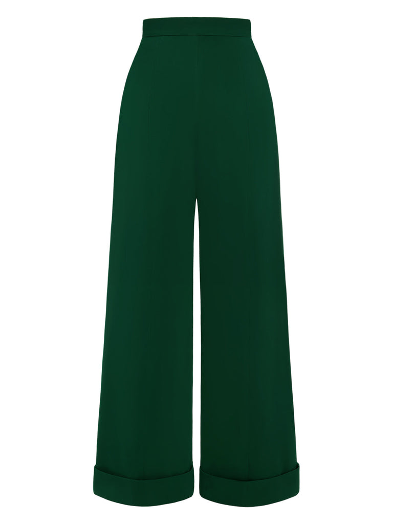 [Pré-vente] Pantalon large taille haute vert des années 1950