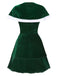 Robe de Noël verte en velours avec cape des années 40