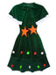 Robe de Noël verte en velours avec cape des années 40