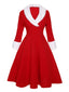 [Grande taille] Robe à revers de Noël rouge et blanche des années 1950