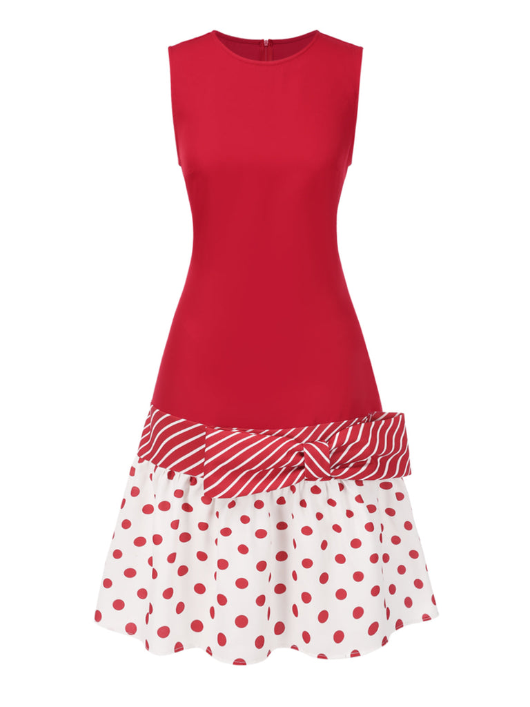 [Pré-vente] Robe rouge à pois et à rayures des années 60