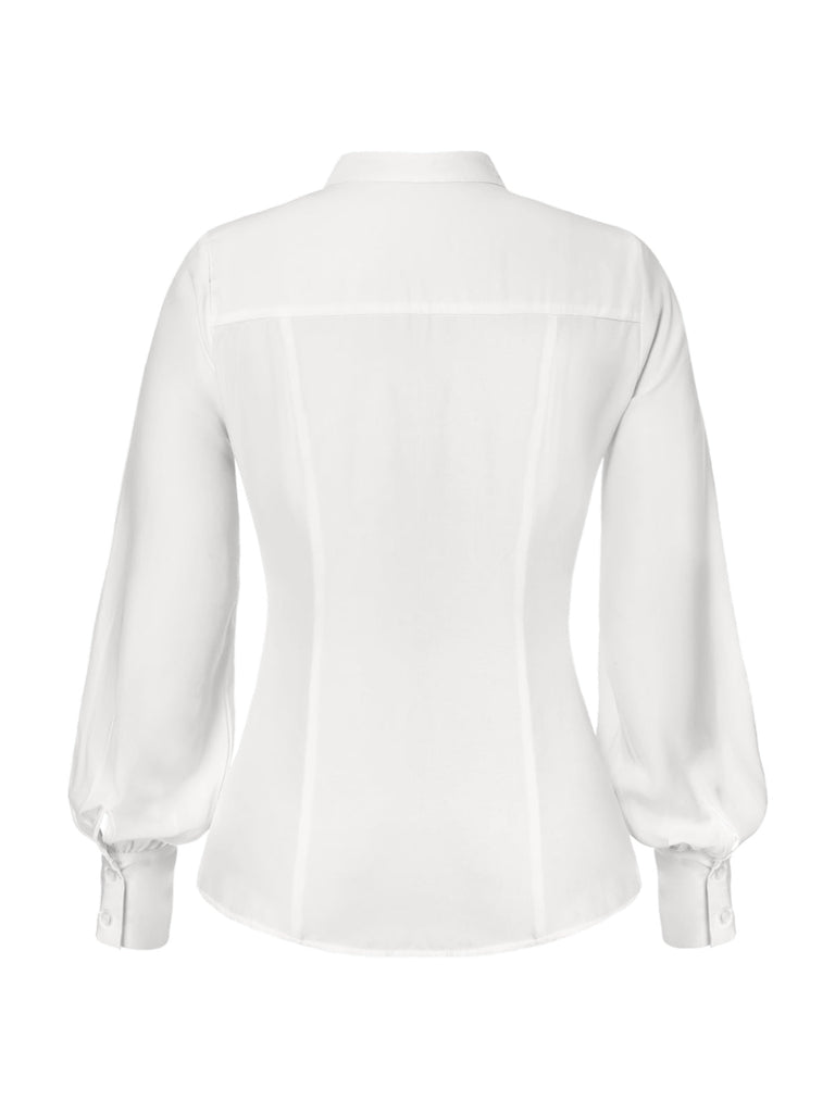 [Pré-vente] 2PCS chemisier plissé blanc et robe boutonnée bleue des années 40