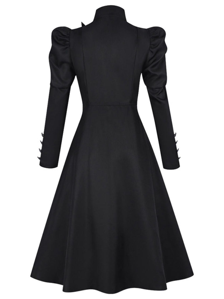 Robe de sorcière motif fleurie noire WICKED des années 40