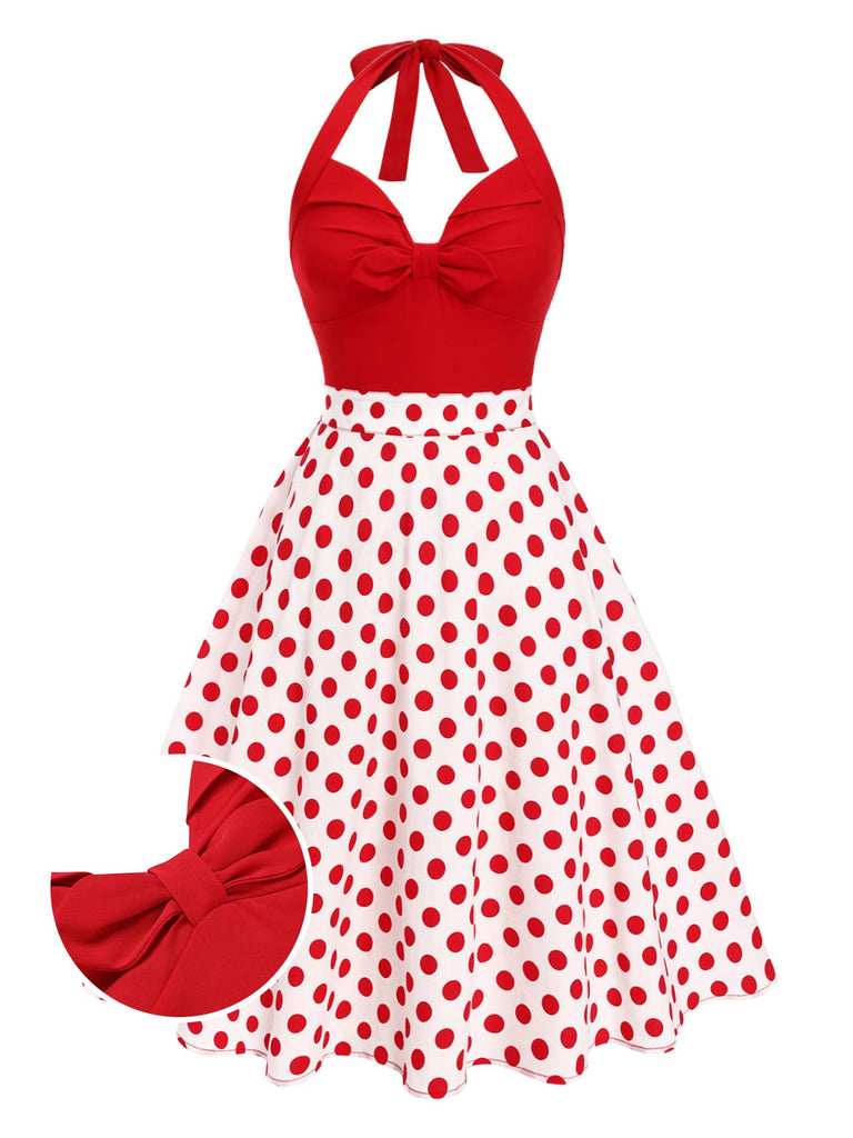 [Prévente] Robe rouge à pois et col licou des années 1950